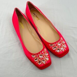 Wiggy London Fuchsia Pink Jewel Embellished Square Toe Ballet Flats 11M Holiday